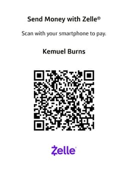 Scan to send via Zelle to Kemuel Burns